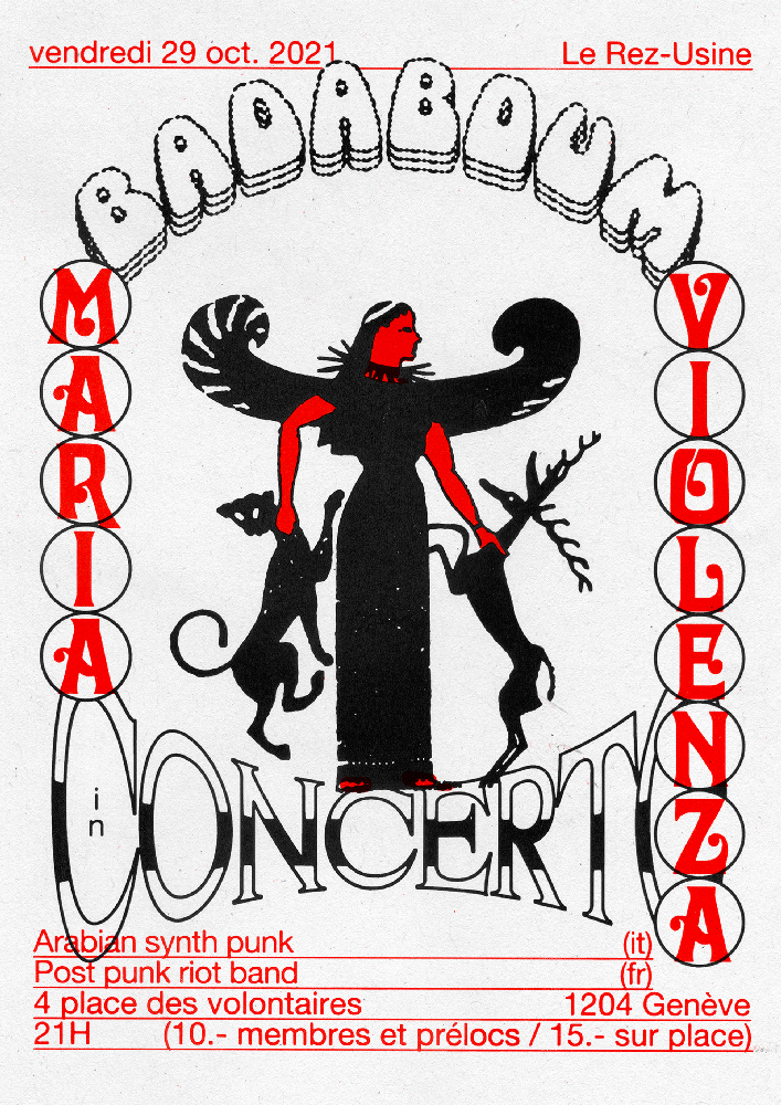 Maria Violenza + Badaboum, Affiche par Félicité Landrivon aka Brigade Cynophile