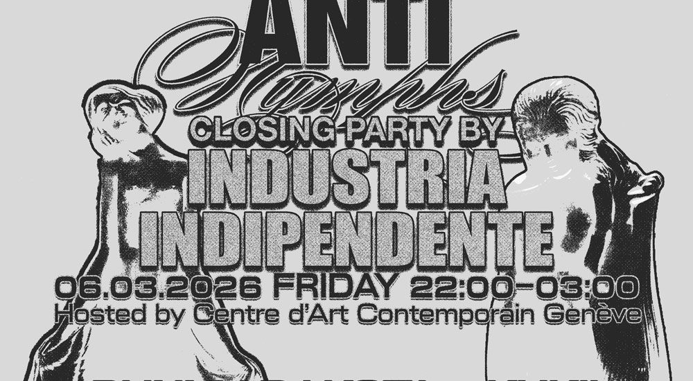 Affiche en noir et blanc de la soirée de clôture anti-nymphes