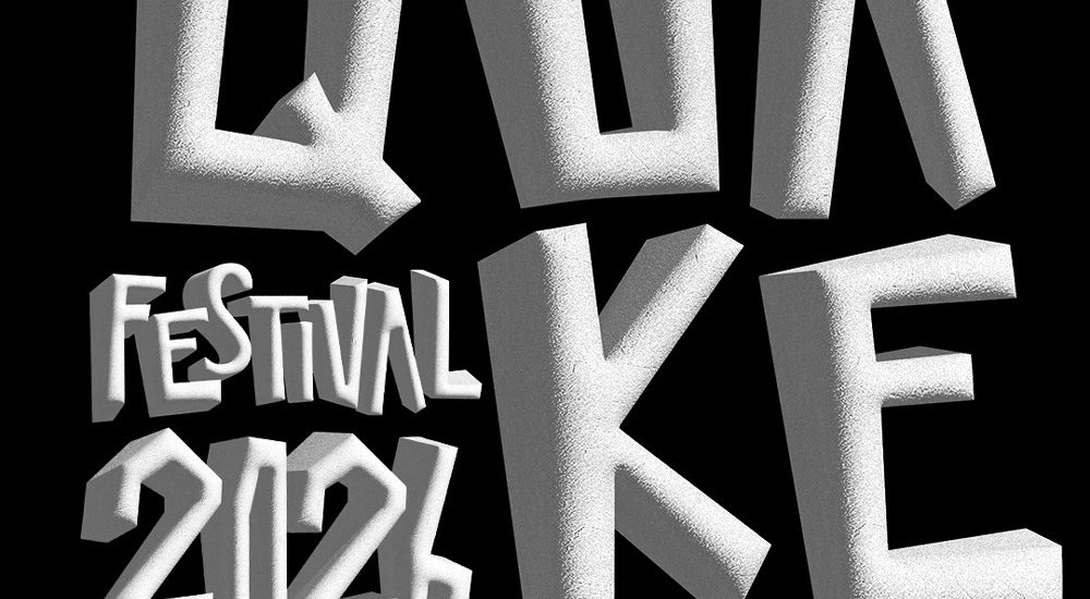 Affiche en noir et blanc du Dubquake Festival 2026