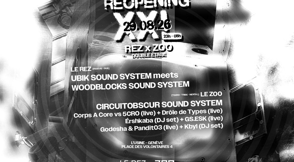 Affiche reopening XXL par le Rez et le Zoo en noir et blanc